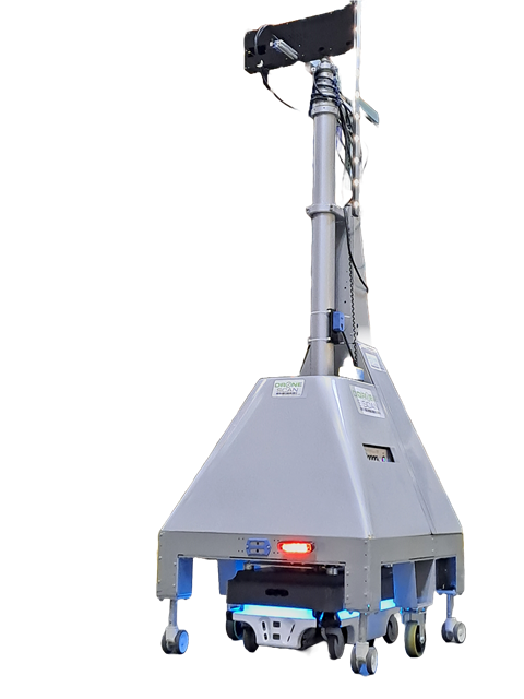 Barcode Bully autonomous inventory robot — telescopic mast and base unit on castors